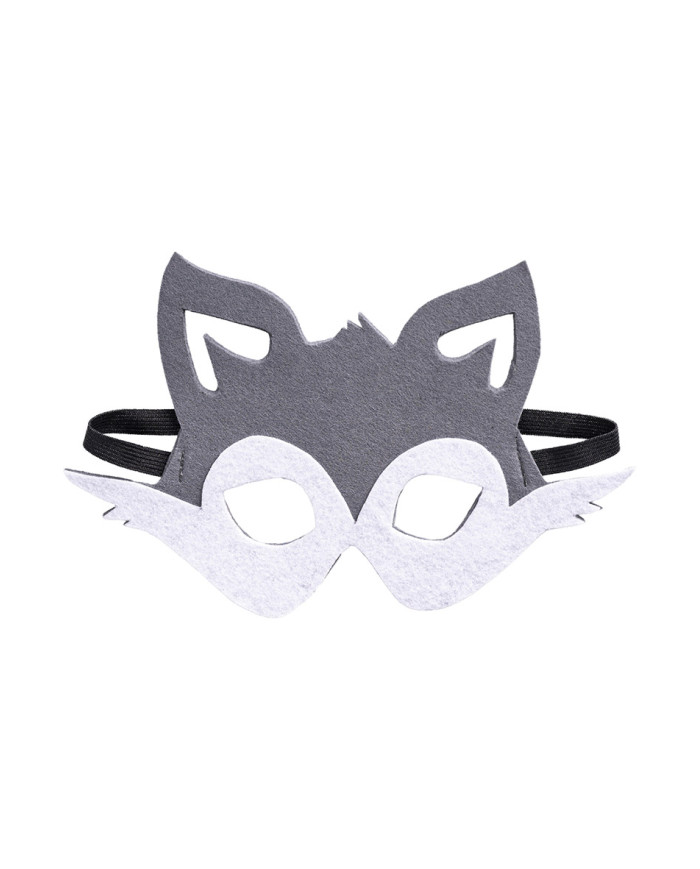 Máscara lobo para niño de fieltro con solapa de cartón Máscara lobo para niño de fieltro con solapa de cartón