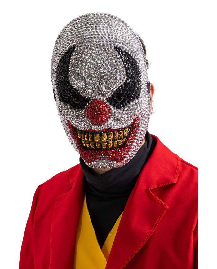 Maschera clown con strass su cartoncino