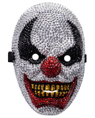 Masque clown avec strass, avec étiquette cartonnée pliée