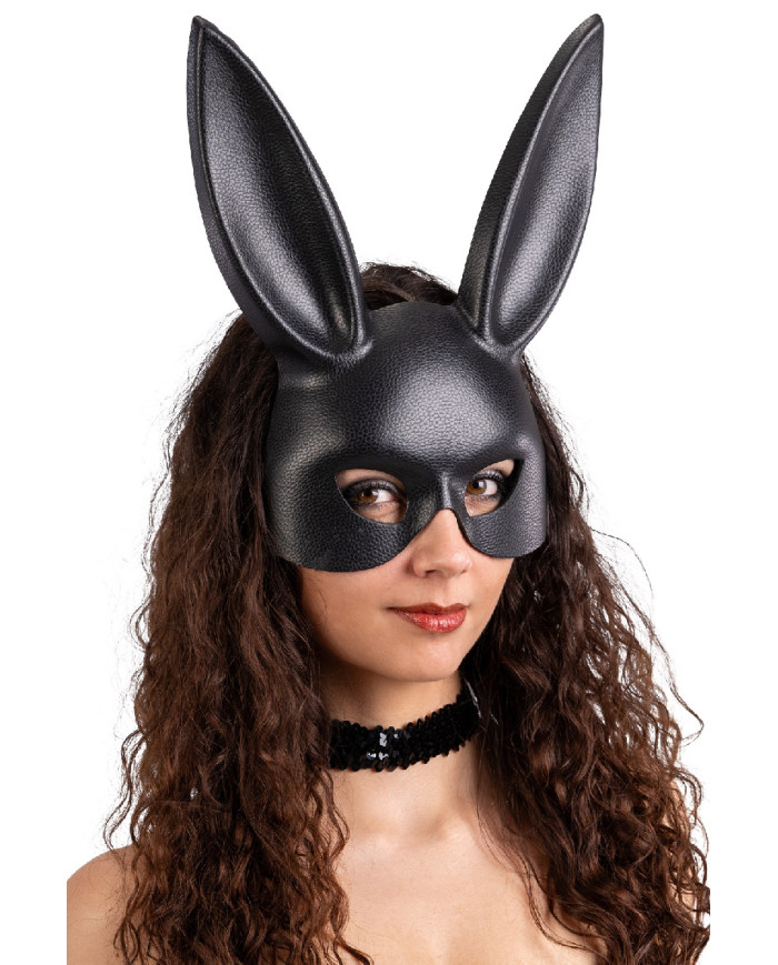 Hard fake leather rabbit mask on card