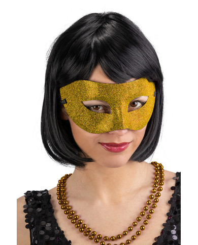 Masque en plastique avec poudre de paillettes, couleurs assorties, sur papier cartonné