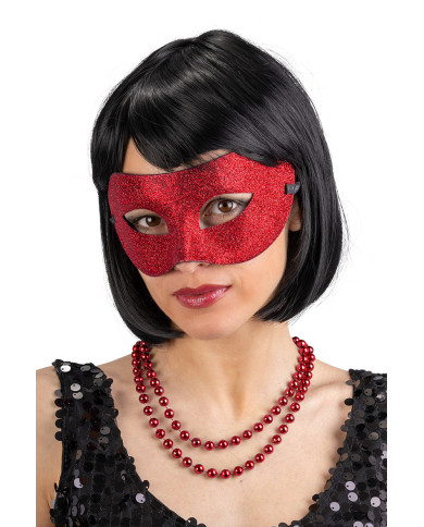 Masque en plastique avec poudre de paillettes, couleurs assorties, sur papier cartonné