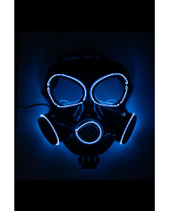 Masque à gaz avec décorations lumineuses (piles non comprises), dans un sachet avec étiquette ferme-sachet