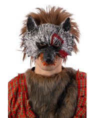 Hard plastic bloody wolf mask on card