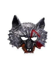 Hard plastic bloody wolf mask on card