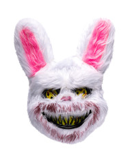 Maschera coniglio horror in plastica con peluche su cartoncino