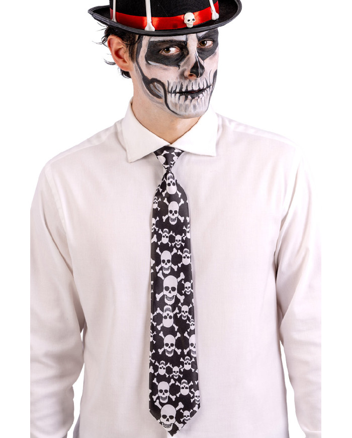 Cravatta halloween teschietti  in busta con cavallotto