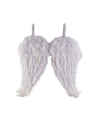 Alas blancas de pluma de 50 cm de alto x 45 aprox. en bolsa con solapa de cartón Alas blancas de pluma de 50 cm de alto x 45 aprox. en bolsa con solapa de cartón