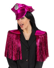 Fucsia disco police set (hat and shoulder pads) on card