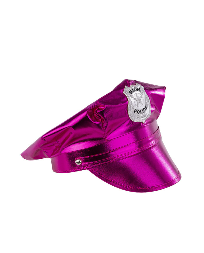 Fucsia disco police set (hat and shoulder pads) on card