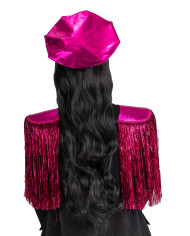 Conjunto disco policía fucsia (gorra y divisas de hombro) sobre cartoncillo