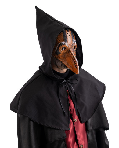 Set corvo horror (maschera in plastica e mantellina con cappuccio) su cartoncino