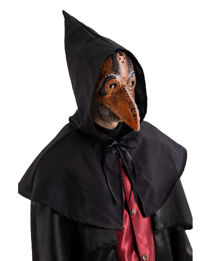 Conjunto cuervo de terror (máscara de plástico y capa con capucha) sobre cartoncillo