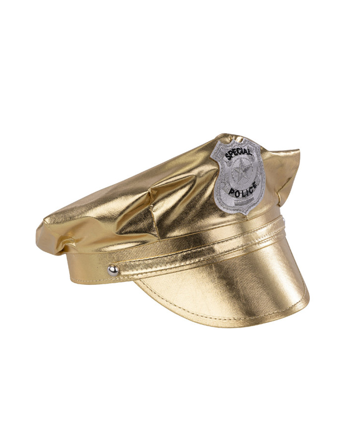 Set disco police oro (cappello e spalline) su cartoncino