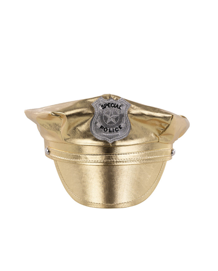 Set disco police oro (cappello e spalline) su cartoncino