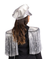 Silver disco police set (hat and shoulder pads) on card