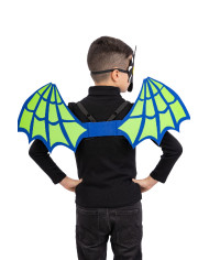 Felt green dragon set ( mask and wigs h.cm.70x28 ) in pbh