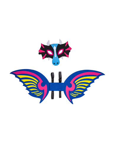 Felt blu dragon set ( mask and wigs h.cm.70x26 ) in pbh