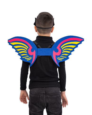 Blaues Drachen-Set aus Filz (Maske und Flügel ca. 70 cm hoch x 26 cm) in Beutel mit Aufhänger Blaues Drachen-Set aus Filz (Maske und Flügel ca. 70 cm hoch x 26 cm) in Beutel mit Aufhänger