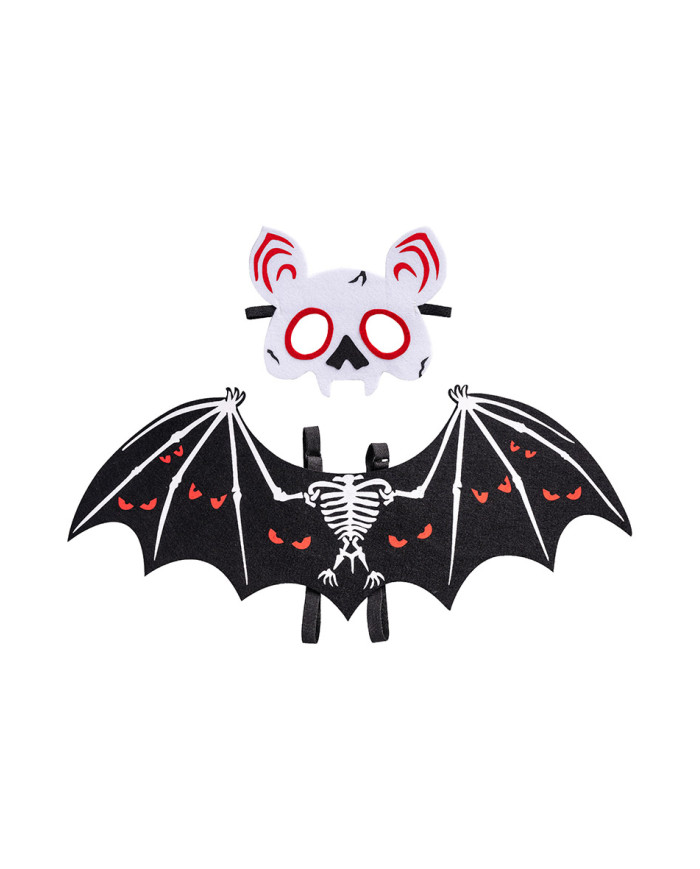 Fledermaus-Set aus Filz (Maske und Flügel ca. 58 cm hoch x 24 cm) in Beutel mit Aufhänger