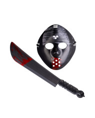 Conjunto terror (máscara y machete) sobre cartoncillo