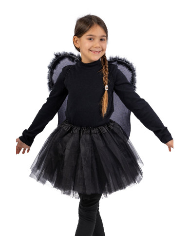 Conjunto ángel negro niña (falda y alas de 46 cm de alto x 40 aprox.) en bolsa con solapa de cartón Conjunto ángel negro niña (falda y alas de 46 cm de alto x 40 aprox.) en bolsa con solapa de cartón