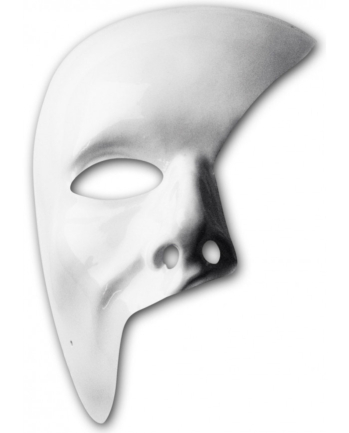 Phantom of the Opera white plastic mask with elastic. To turn