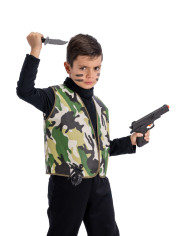 Krieger-Set (Jacke, Pistole, Messer, Handbombe) in Beutel mit Aufhänger