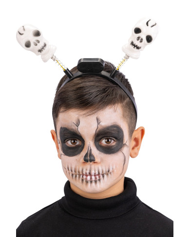 Cerchietto con teschi e luci (batterie incluse) con cavallotto