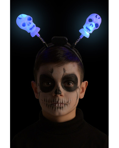 Diadema con calaveras y luces (pilas incluidas) con solapa de cartón