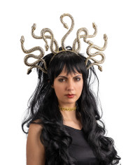 Serre-tête méduse dorée en plastique, sur papier cartonné